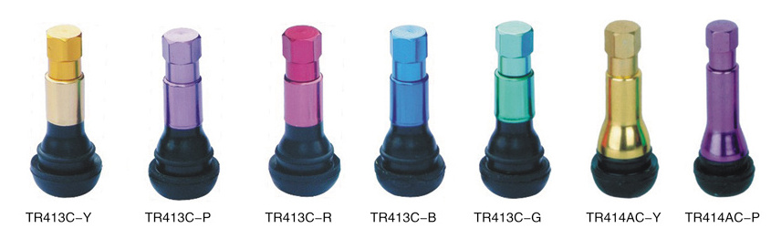 Colorful aluminum sleeve rubber tire valve for tubeless tire