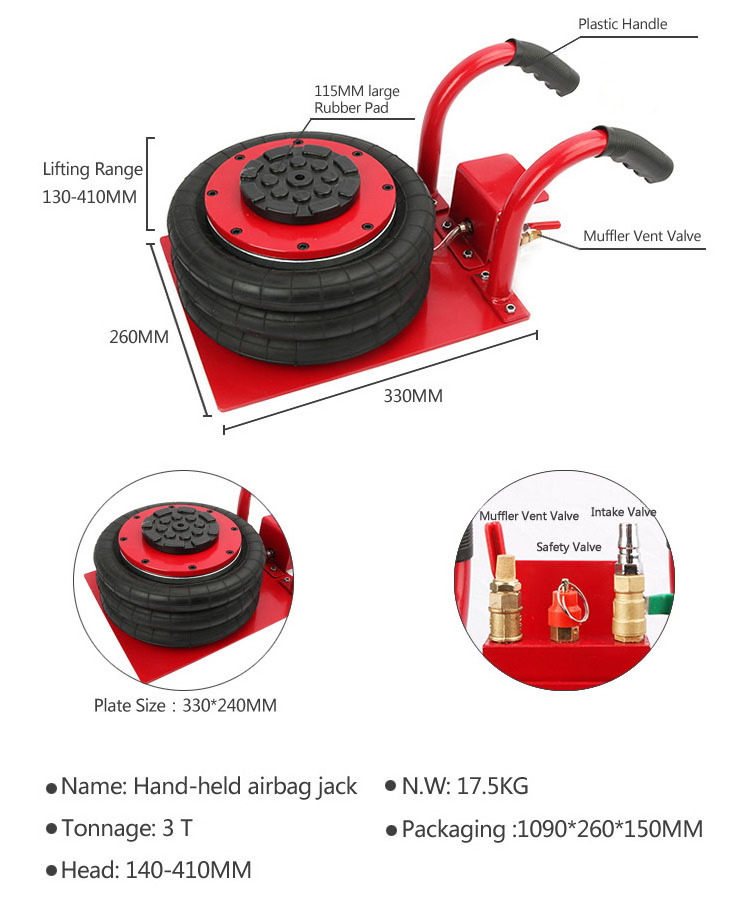 Good quality Bag Air Jack 3 ton low profile  Lift Jack