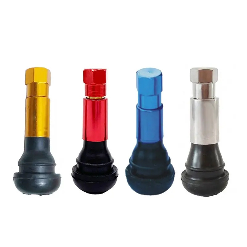 Colorful aluminum sleeve rubber tire valve for tubeless tire