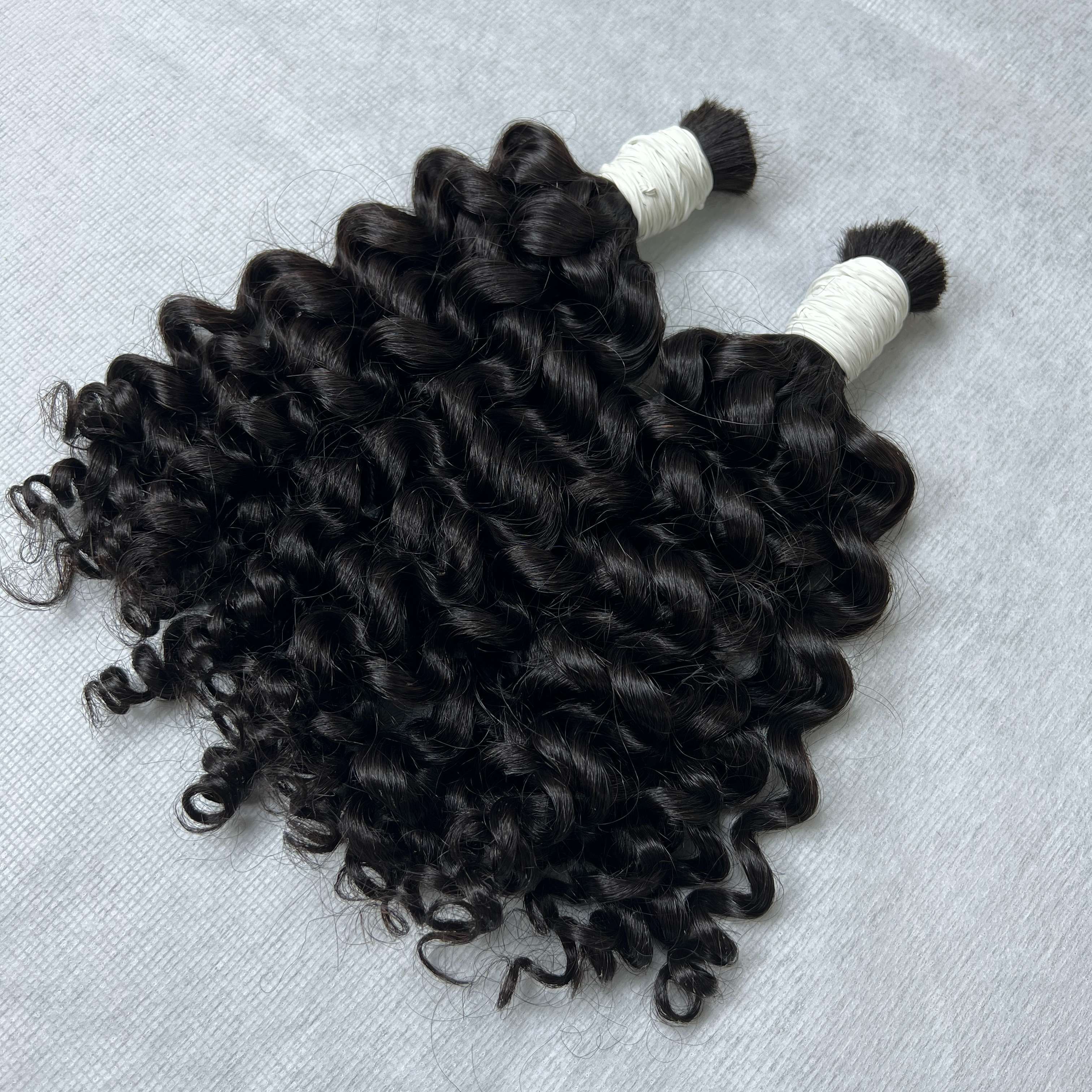 Vietnamese Super Double Drawn Eurasian Curly 100% Vietnamese Natural Color Hair Bulk With Wholesale Price