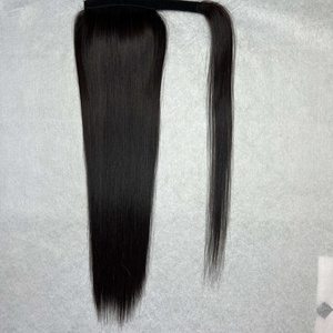 100% Human Hair Kinky Pony Tails Hair Extensions Double Drawn With Natural Black Color Hair Vendor From Cloudyhair