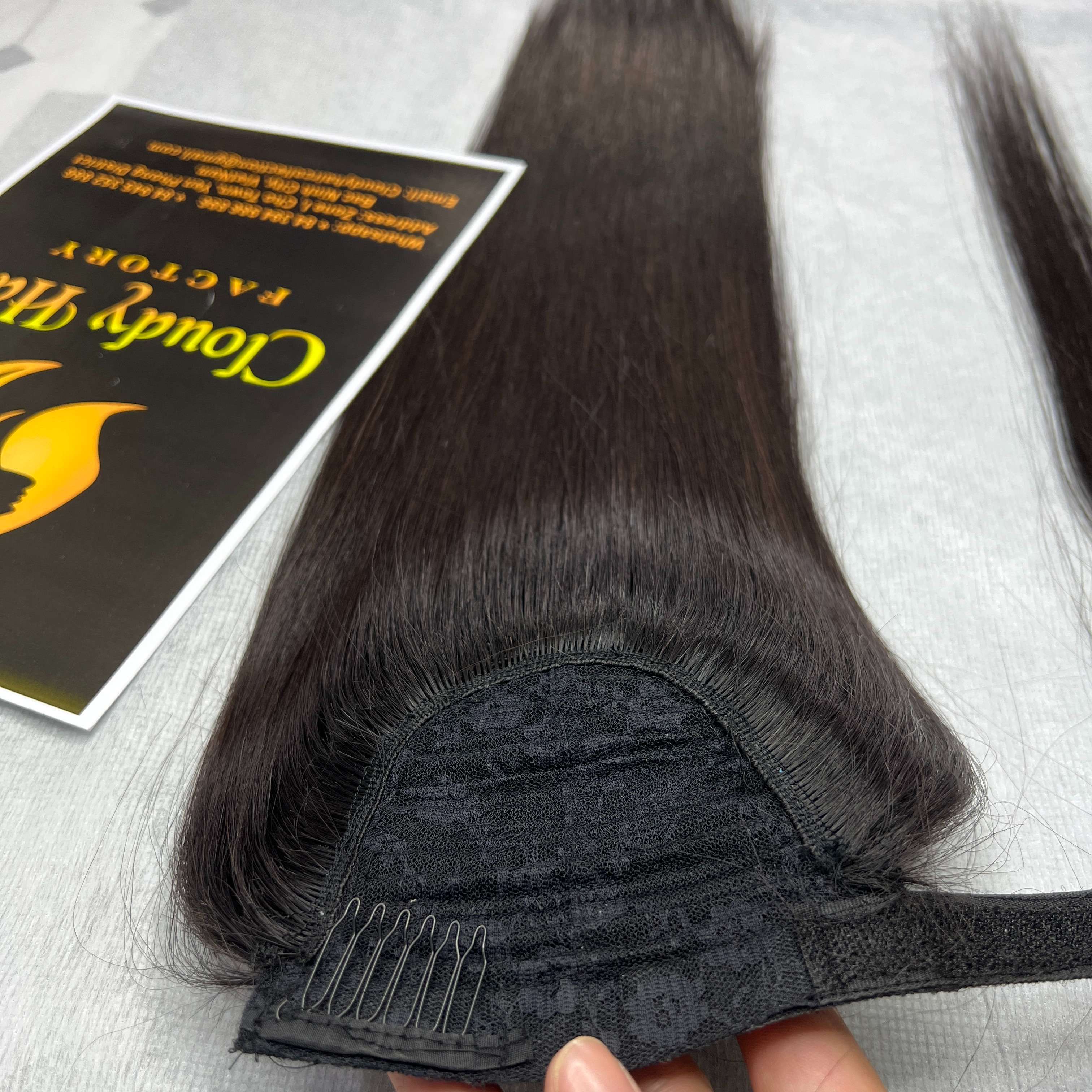 Wholesale Human Hair Wrap Around Ponytail Hair Extension 100% Vietnamese Pony Tail Virgin Kinky Straight 8-40''