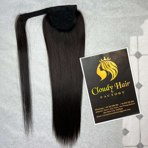 Wholesale Human Hair Wrap Around Ponytail Hair Extension 100% Vietnamese Pony Tail Virgin Kinky Straight 8-40''