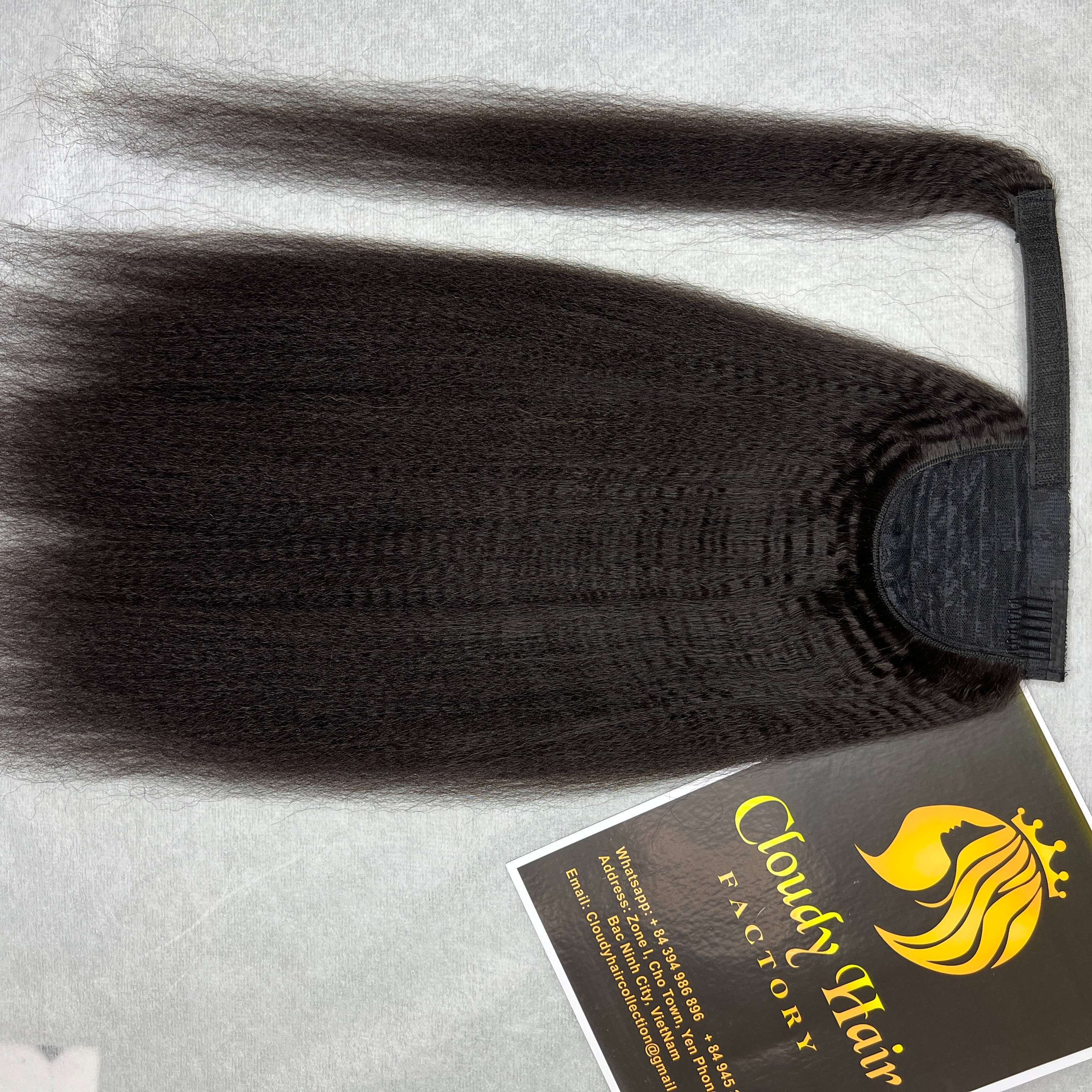 Wholesale Kinky Straight Virgin Pony Tail, Wrap Around 100% Human Hair Drawstring Ponytail Extensions For Black Women