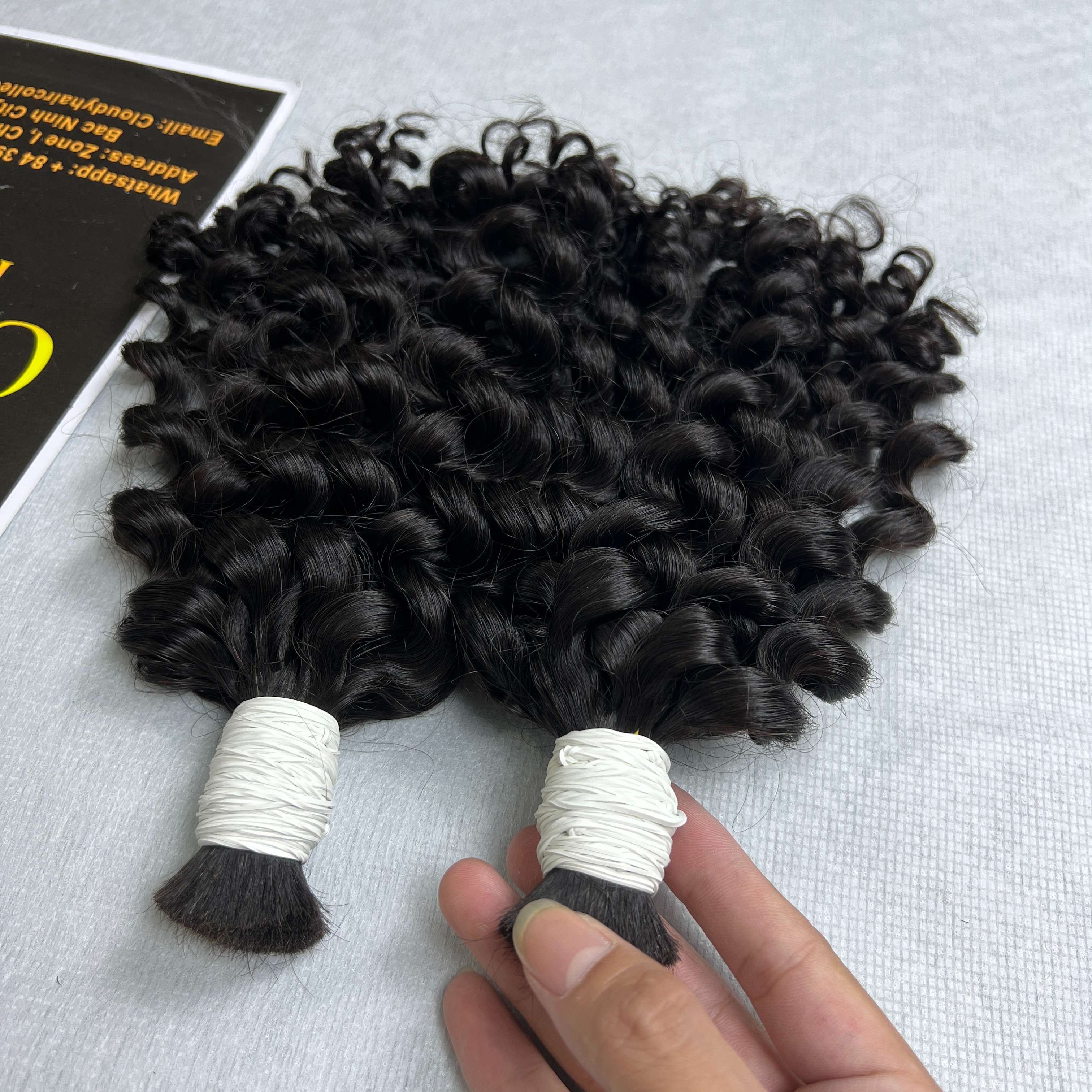 Vietnamese Super Double Drawn Eurasian Curly 100% Vietnamese Natural Color Hair Bulk With Wholesale Price