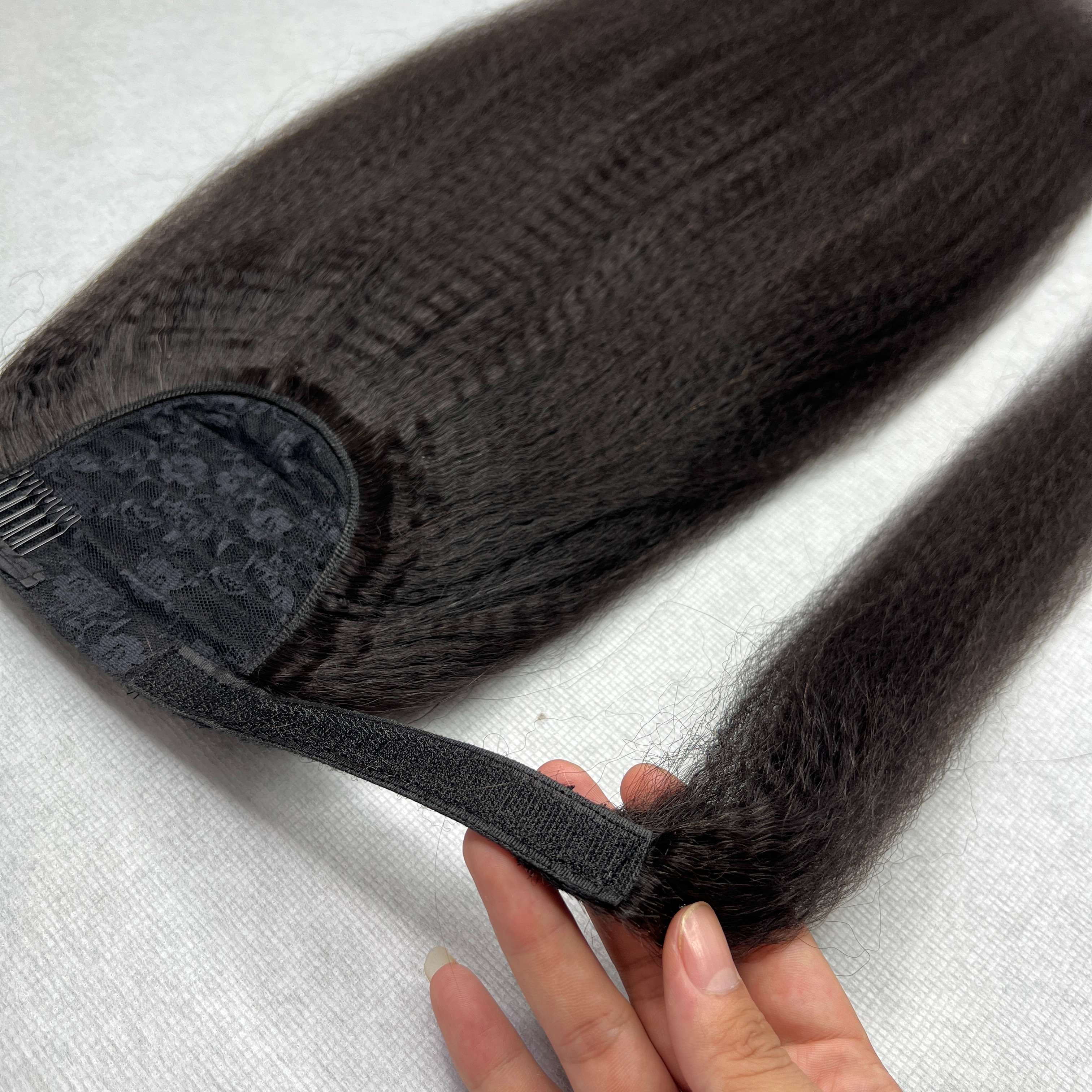 Wholesale Human Hair Wrap Around Ponytail Hair Extension 100% Vietnamese Pony Tail Virgin Kinky Straight 8-40''