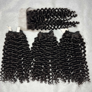 New Trend Eurasian Curly Hair Vendor Wholesale Raw Human Hair Unprocessed Curly Weave Bundle 8"-40" Natural Color