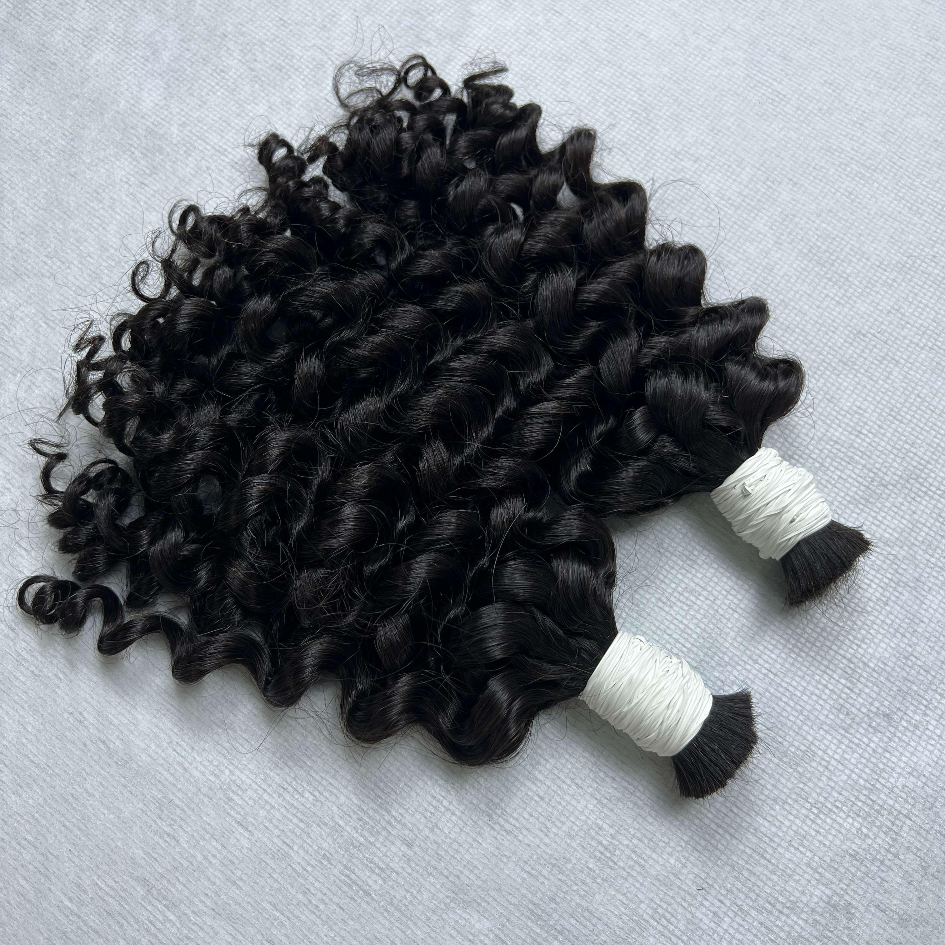 Vietnamese Super Double Drawn Eurasian Curly 100% Vietnamese Natural Color Hair Bulk With Wholesale Price