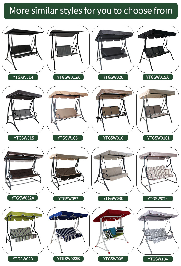 High Quality Swing Set Outdoor Garden Furniture Beach Metal Frame Patio Wrought Iron Patio Swings 2 Seater Swing Chair