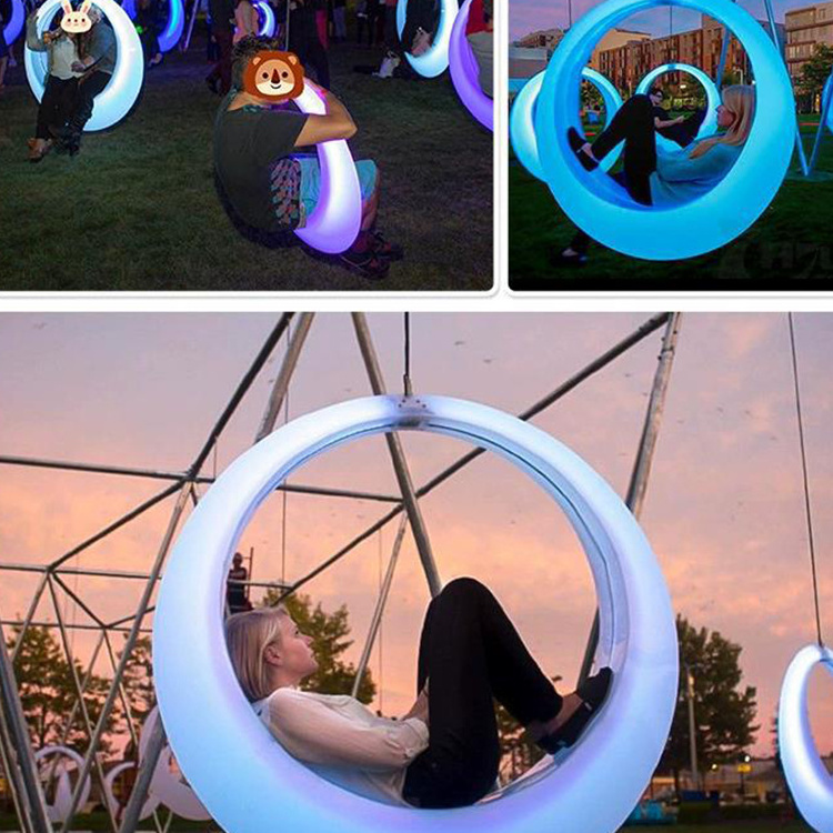 Garden Color Changing Children's Swing Outdoor Balcony Swing Hanging Chair LED Patio Swings Chair