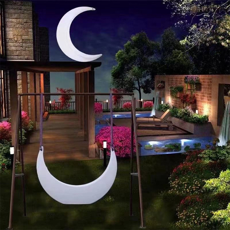 Garden Patio Outdoor Event Party Led Furniture Waterproof Swing Led Lighting Moon Hanging Chair For Yard Decoration