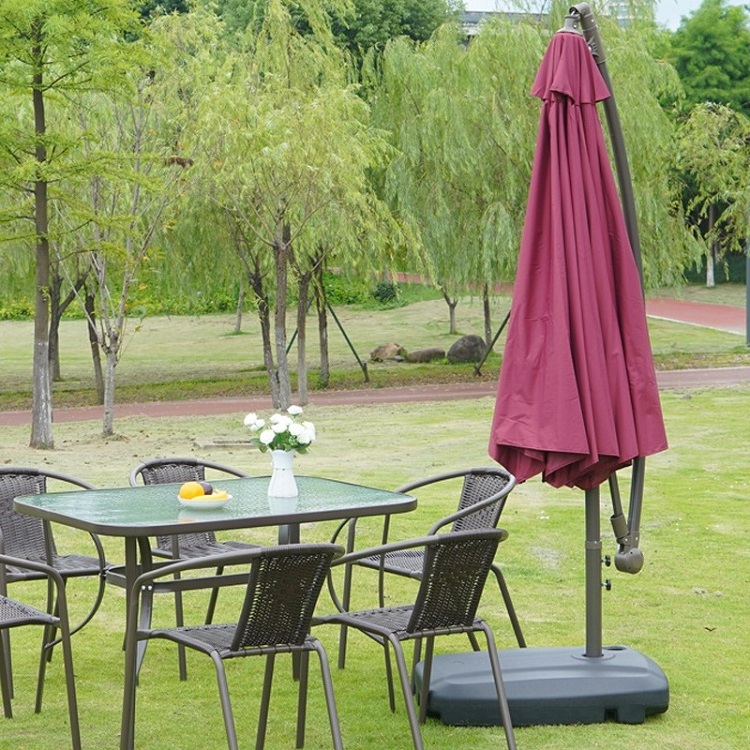 3M 8 Ribs Luxury Foldable Outdoor Yard Patio Cantilever Parasol Garden Umbrella