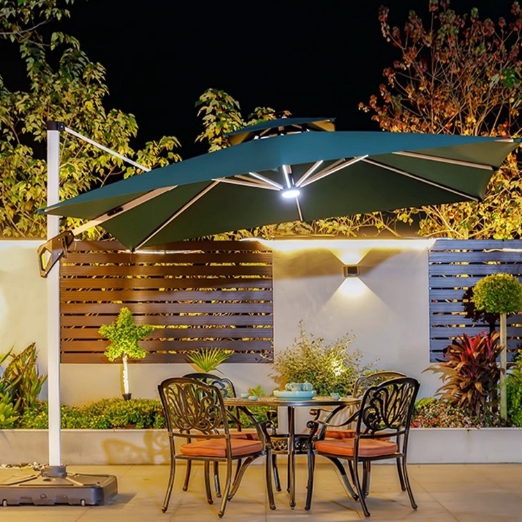 Hanging Outdoor Square 10Ft Offset Umbrella Cantilever Patio Umbrella Garden Umbrella With Led