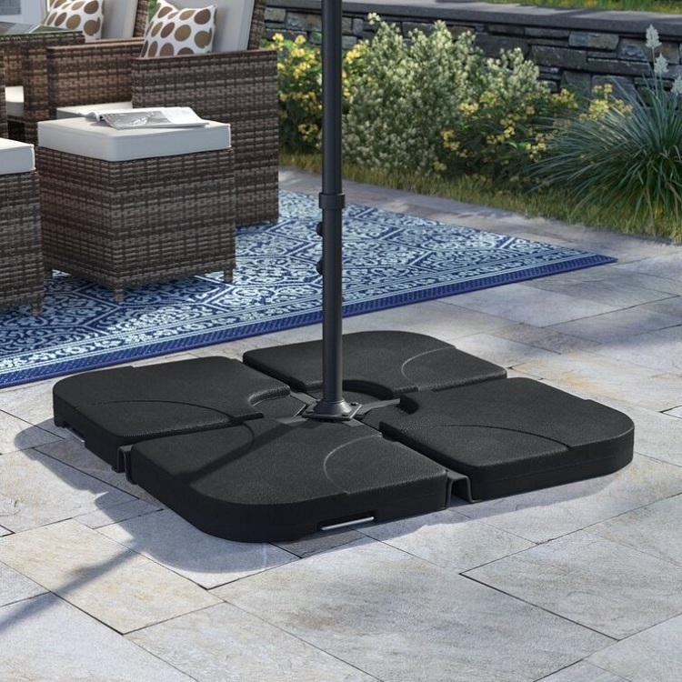 Outdoor Heavy-Duty Cantilever Offset Patio Umbrella Stand Square Base Plate Set Easy-Fill For Water Or Sand