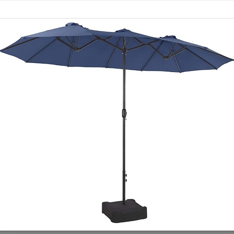 Patio Umbrella With Solar Led Strip Lights Outdoor Umbrella With Base Double-Sided Extra Large Twin Umbrella For Yard Pool Deck