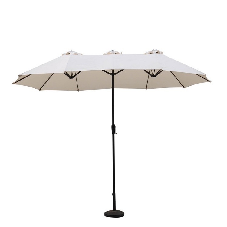 Patio Umbrella With Solar Led Strip Lights Outdoor Umbrella With Base Double-Sided Extra Large Twin Umbrella For Yard Pool Deck