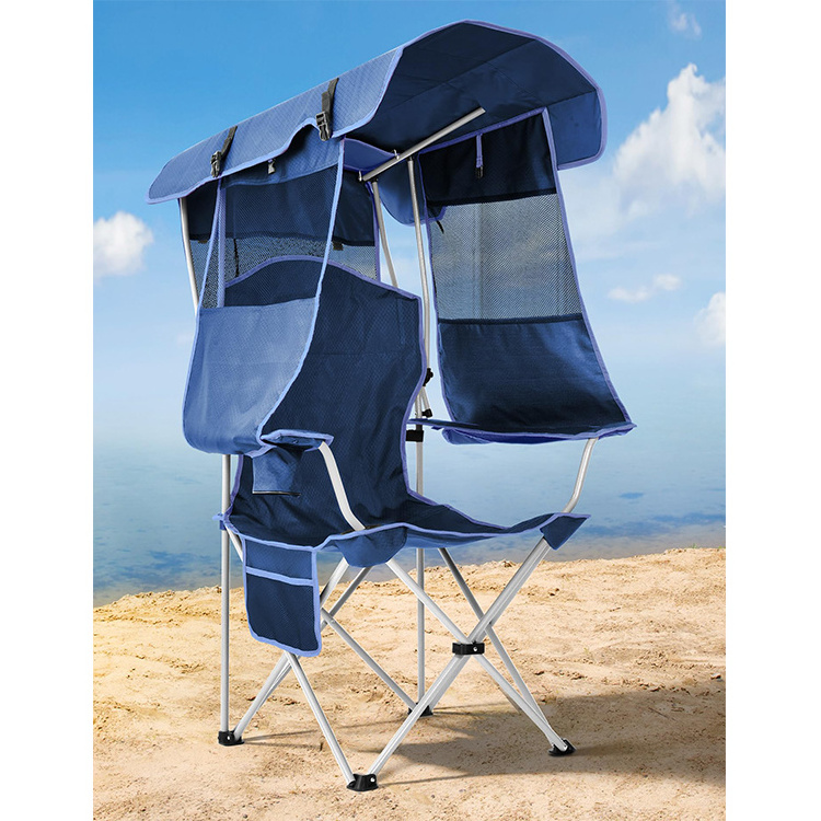 Outdoor Portable Cheap Double Folded Lawn Fishing Folding Camping Beach Chair With Canopy