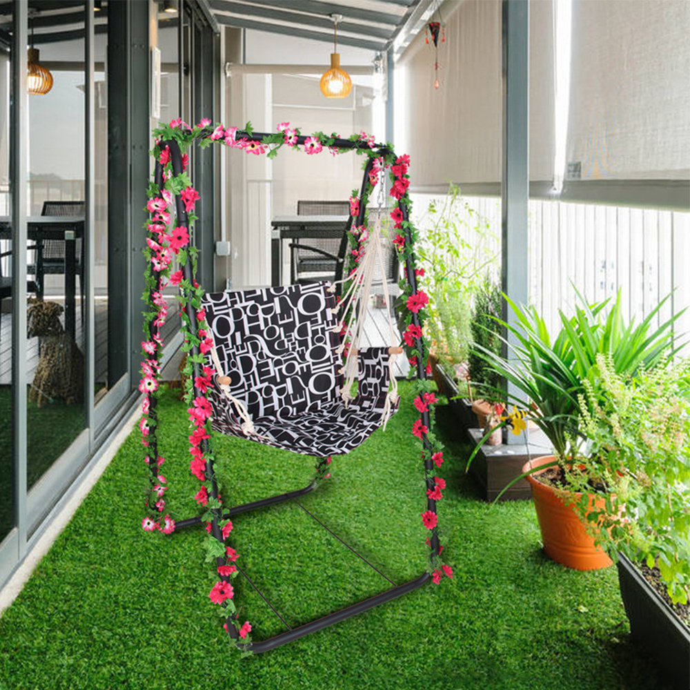 Garden Hanging Chair Outdoor Steel Tube Patio Garden Swing Chair with Stand for Bedroom