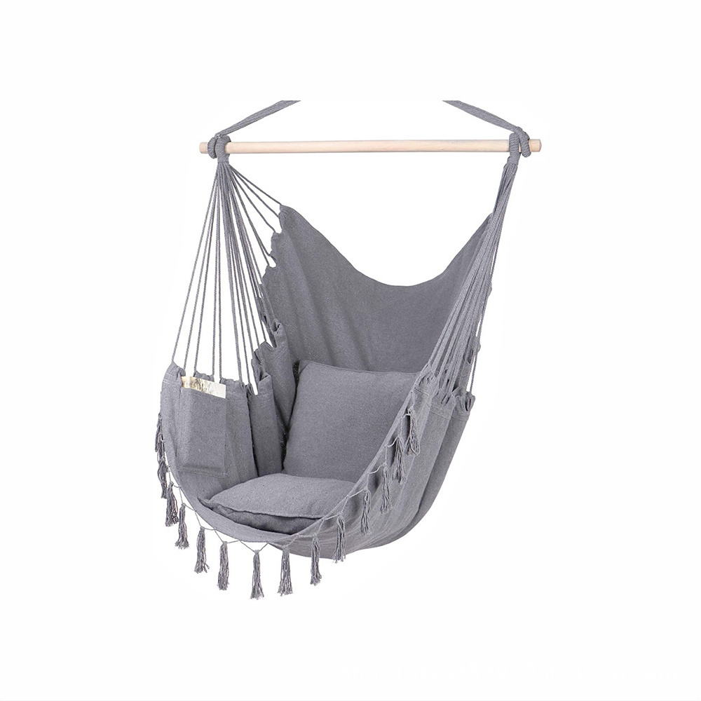 Bedroom Hanging Swing Chair Macrame Boho Indoor Hanging Hammock Swing Chair With Bead Tassel