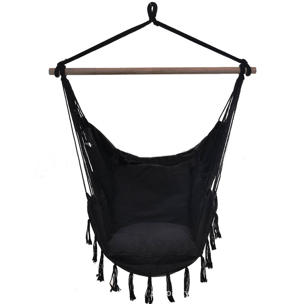 Bedroom Hanging Swing Chair Macrame Boho Indoor Hanging Hammock Swing Chair With Bead Tassel