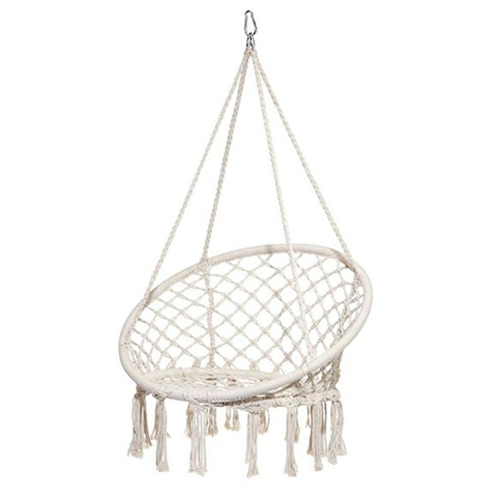 Indoor Outdoor Use Hand-Woven Moon Rope Single Chair Cotton Folding Camping Hanging Swing Hammock