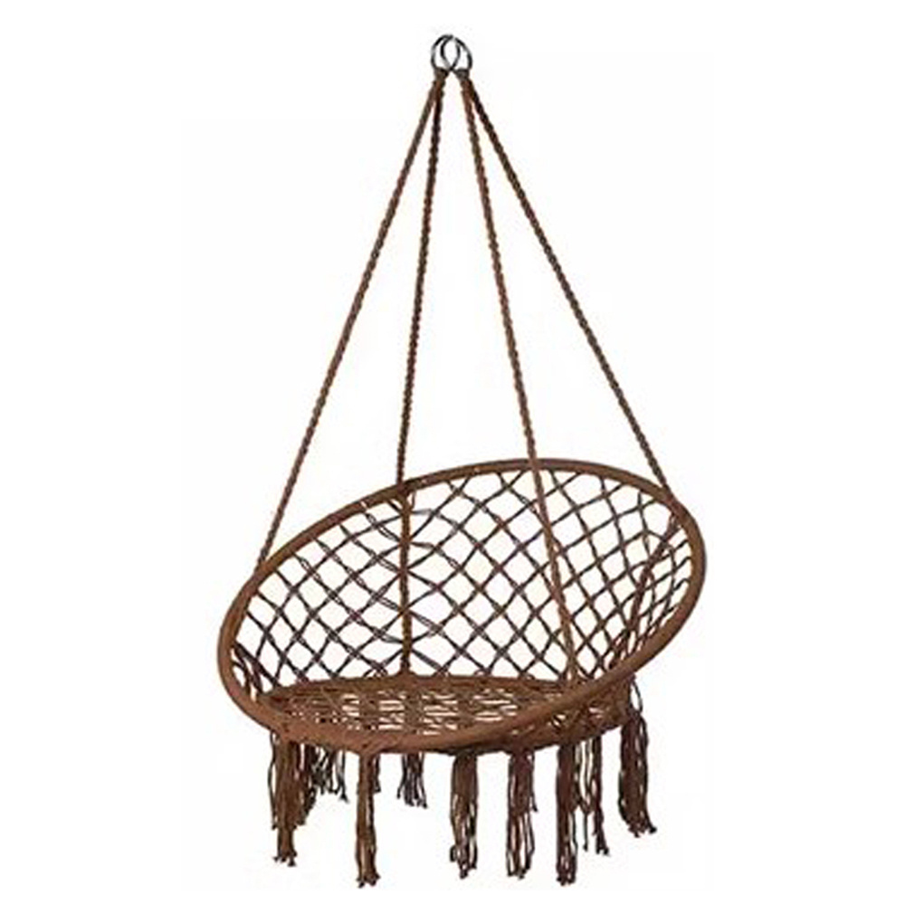 Indoor Outdoor Use Hand-Woven Moon Rope Single Chair Cotton Folding Camping Hanging Swing Hammock