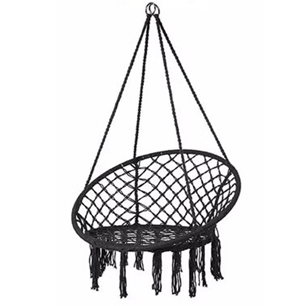 Indoor Outdoor Use Hand-Woven Moon Rope Single Chair Cotton Folding Camping Hanging Swing Hammock