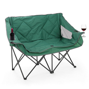 Outdoor Heavy Duty Oversized Double Quilted Portable Folding Padded Seat Camping Chair With Armrests