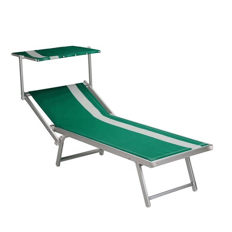 Italian Swimming Pool Chaise Outdoor Folding Sun Shade Lounge Chair Beach Sun Bed Loungers Aluminium