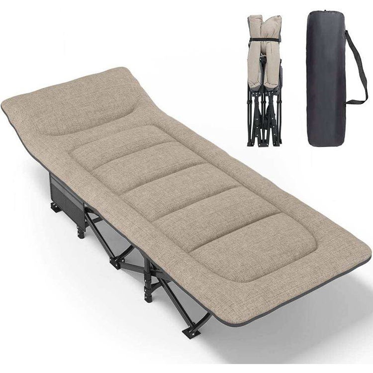 outdoor metal adjustable portable padded lounger beach fishing office folding camping bed cot for adults