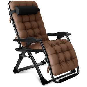 Garden Lazy Chair Zero Gravity Chair Beach Recliner Outdoor Metal Folding Chair with Padded Cushion Pillow