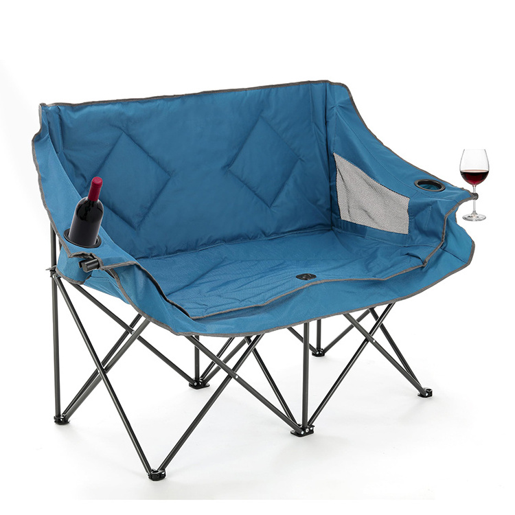 Outdoor Heavy Duty Oversized Double Quilted Portable Folding Padded Seat Camping Chair With Armrests