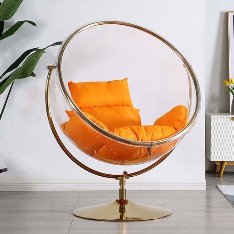 Egg-Shaped Luxury Furniture Floor Stand Globe Hanging Swing Single Bubble Chair Acrylic Hanging for Bedroom