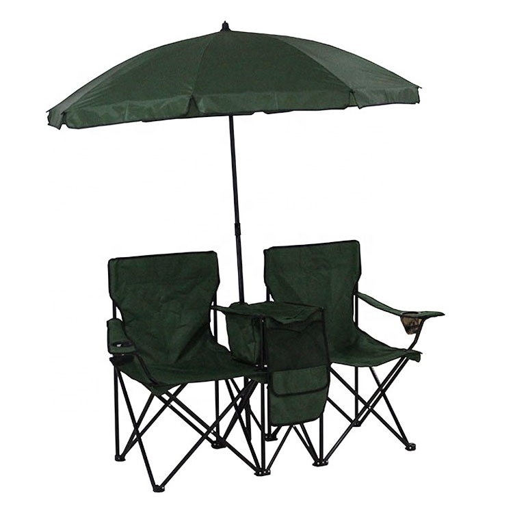 Silla Plegable Outdoor Folding Cheap Portable Foldable Double Beach Camping Chair With Umbrella And Cooler Bag