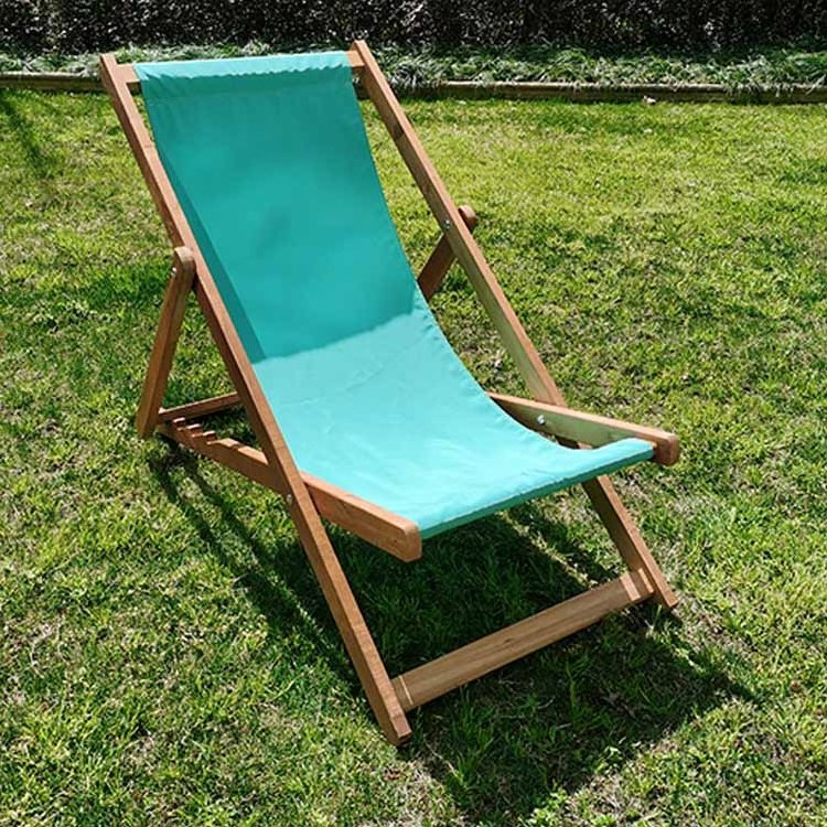 Foldable Balcony Lounger Solid Wood Folding Outdoor Beach Deck Chair Sling Chair