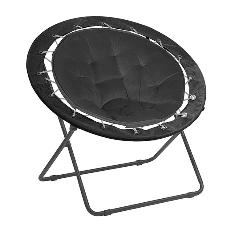 Outdoor Comfortable Elastic Cord Camping Adult Round Folding Saucer Moon Chair Bungee Dish Bunjo Chair