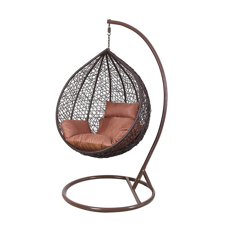 Cheap Double Seat Cheap Outdoor Furniture Garden Rattan Patio Egg Hanging Swing Chair with Cushion