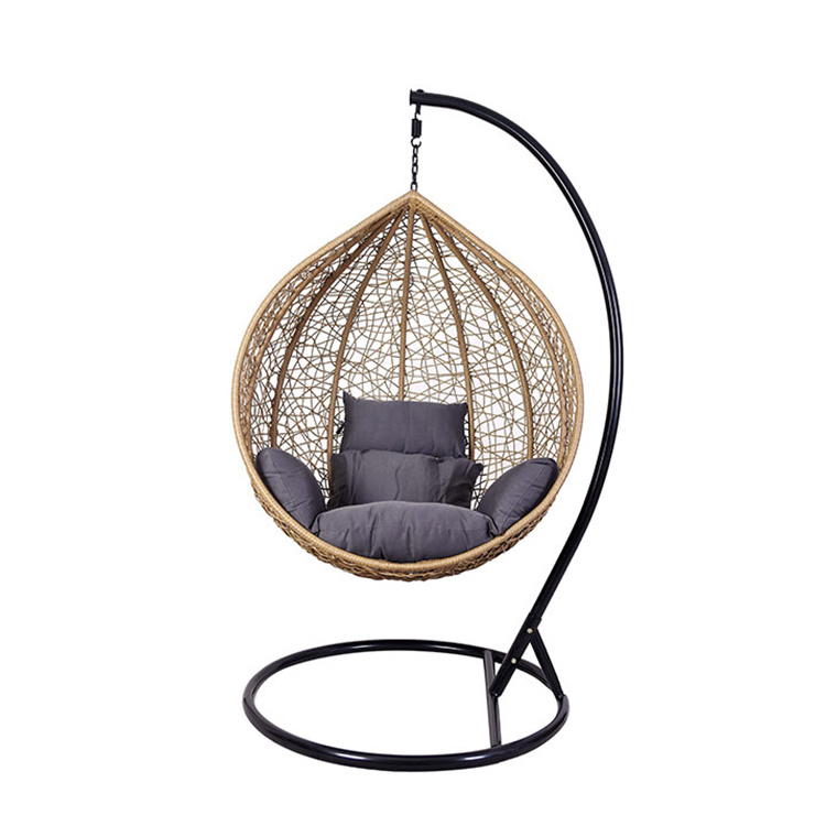 Cheap Double Seat Cheap Outdoor Furniture Garden Rattan Patio Egg Hanging Swing Chair with Cushion