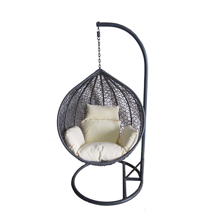 Cheap Double Seat Cheap Outdoor Furniture Garden Rattan Patio Egg Hanging Swing Chair with Cushion