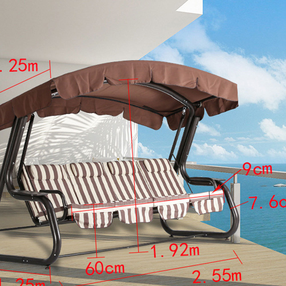 Swing Chair Garden 3 Seater Roof Outdoor Metal Patio Wrought Iron Patio Swings Bed