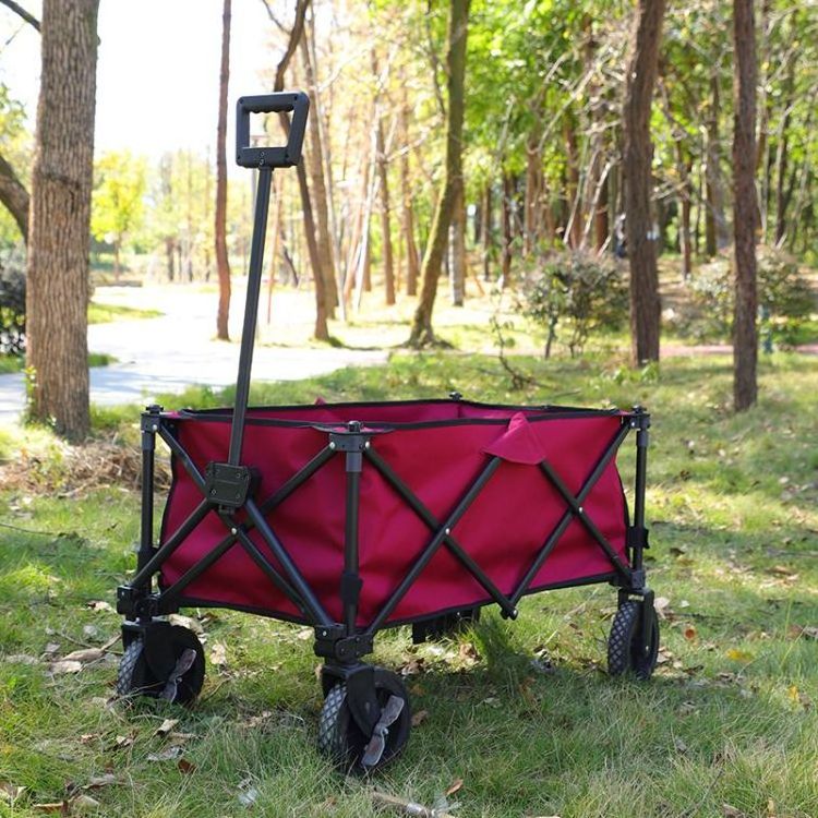 Adjustable Handle Heavy Duty Beach Cart Collapsible Folding Utility Outdoor Garden Trolley Cart Wagon with Wheels