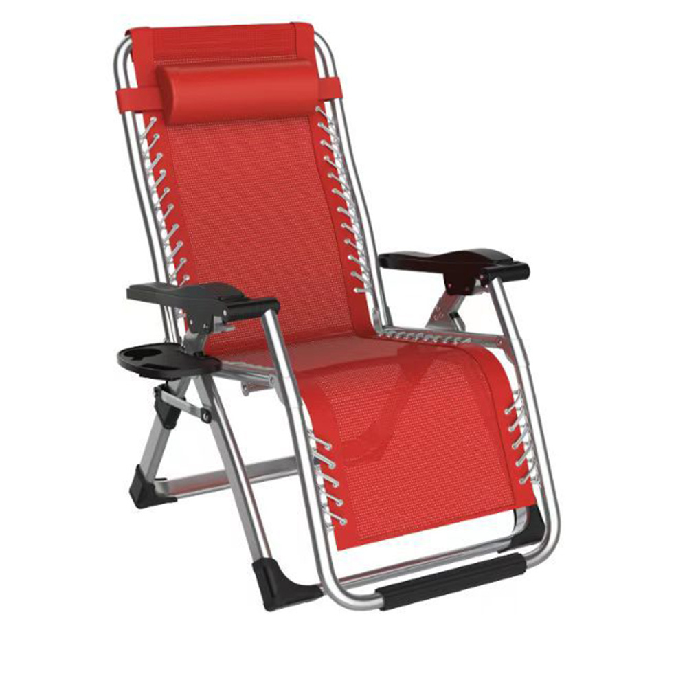 Garden Lazy Chair Zero Gravity Chair Beach Recliner Outdoor Metal Folding Chair with Padded Cushion Pillow