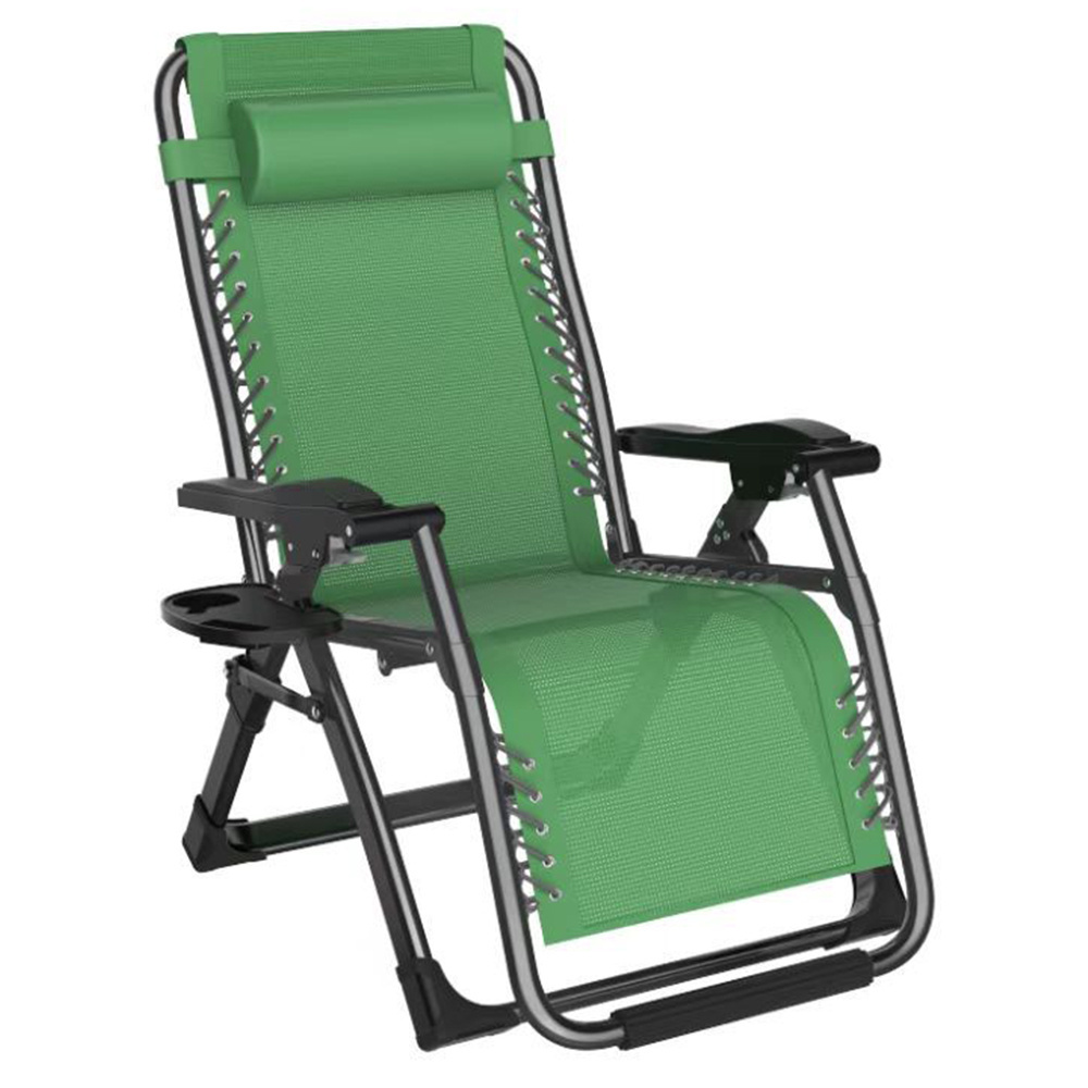 Garden Lazy Chair Zero Gravity Chair Beach Recliner Outdoor Metal Folding Chair with Padded Cushion Pillow