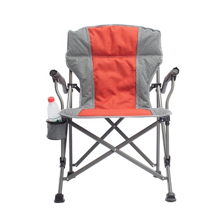 silla plegable Outdoor Hiking Deluxe Oversize Padded Garden Armrest Folding Garden Orange Camping Chair with Cup Holder