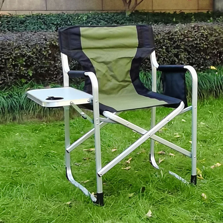 Portable Outdoor Traveling Foldable Aluminum Picnic Fishing Beach Camping Director Chair With Side Table Cooler Bag