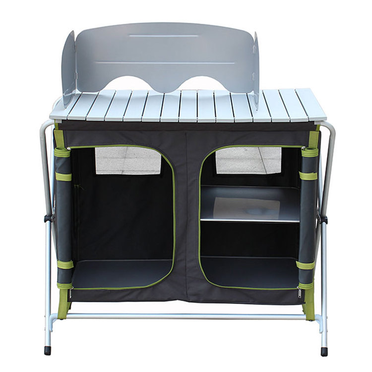 Cloudyoutdoor camping kitchen picnic cabinet table portable folding cooking with large storage space