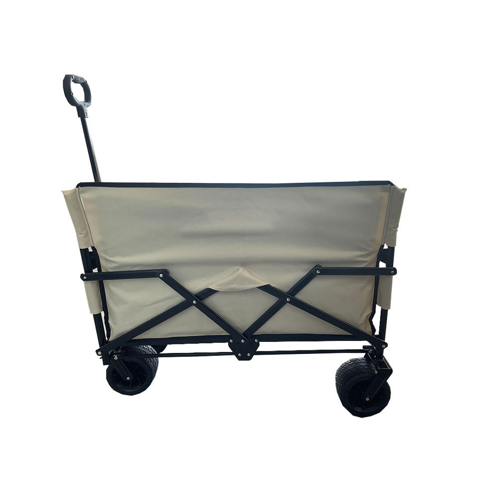 Folding Shopping Cart Foldable Trolley Beach Camping Wagon with 4 Wheels for Outdoor Garden Park