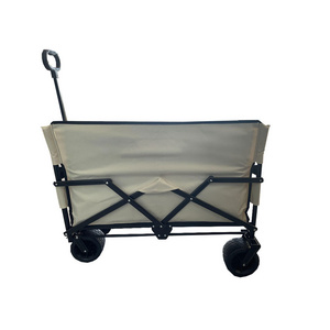 Folding Shopping Cart Foldable Trolley Beach Camping Wagon with 4 Wheels for Outdoor Garden Park