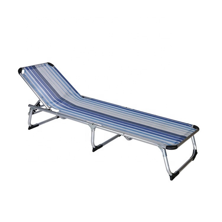 Outdoor Poolside Aluminum Portable Sun Reclining Folding Beach Lounger Chair Bed with Canopy