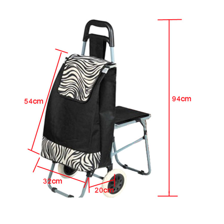 Quality Portable Foldable Reusable Folding Climbing Stair 6 Wheel Shopping Bag Grocery Trolley Cart With Seat